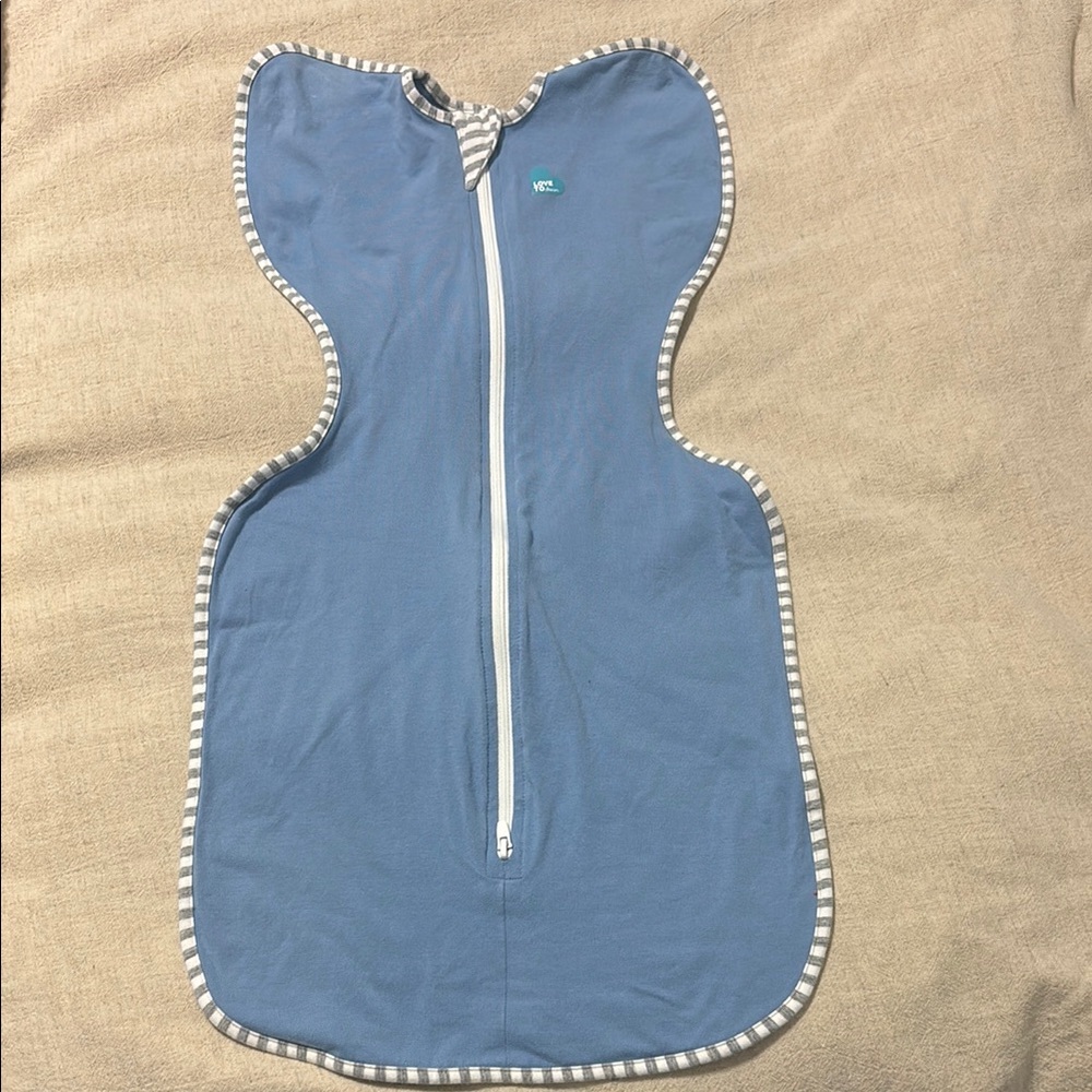 Love to Dream Blue Swaddle with Striped Trim
